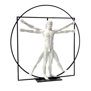 Statuette de collection Léonard de Vinci - l'homme de Vitruve en noir mat