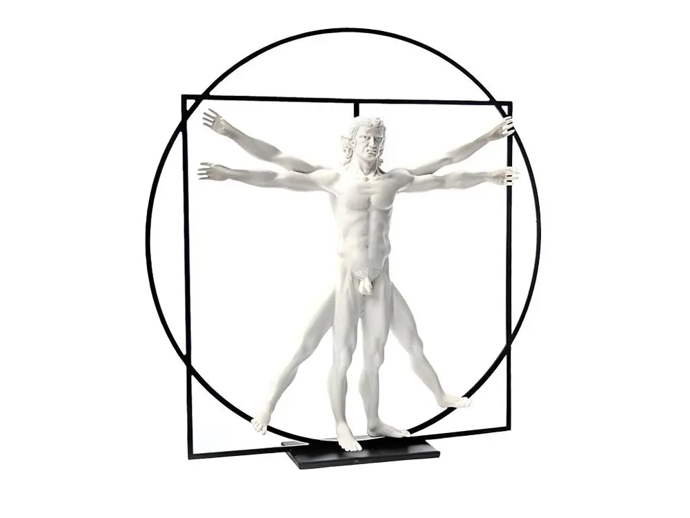 Statuette de collection Léonard de Vinci - l'homme de Vitruve en noir mat