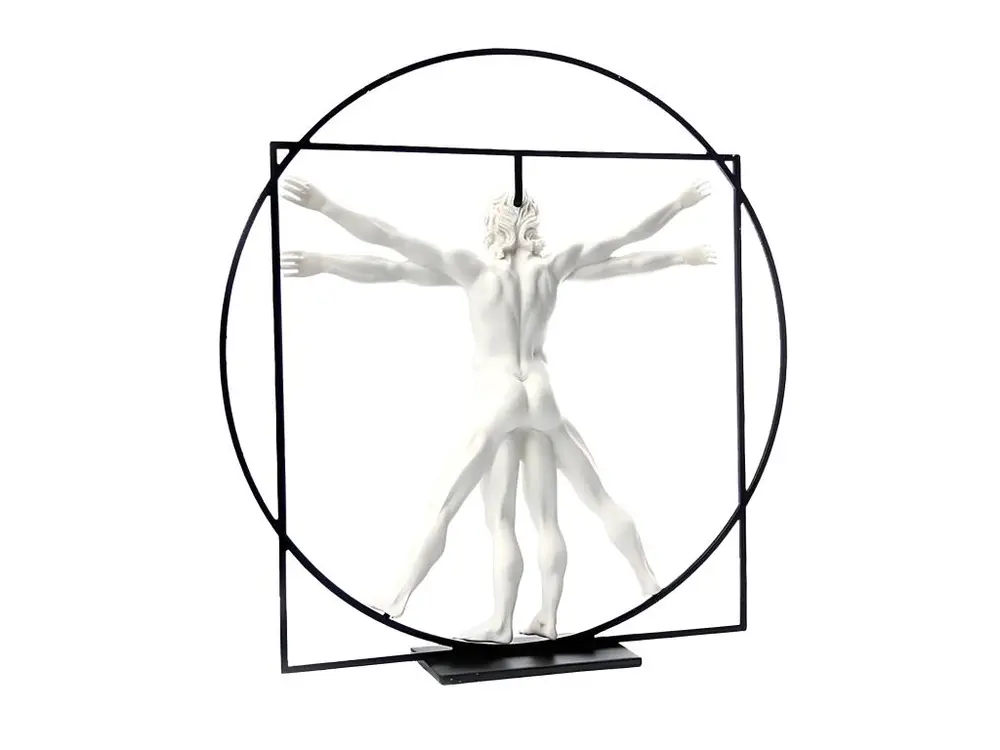 Statuette de collection Léonard de Vinci - l'homme de Vitruve en noir mat