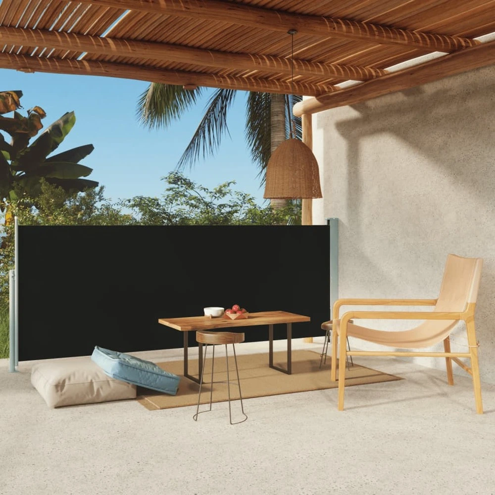 Support smartphone Auvent latéral rétractable de patio 117x300 cm noir