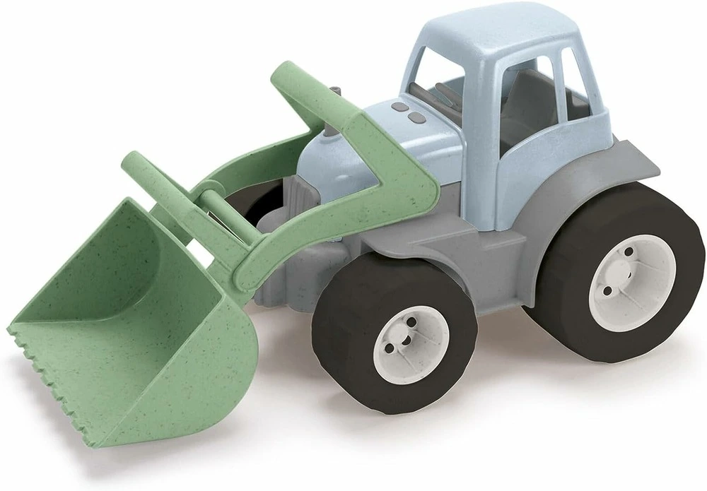 Tracteur pelleteuse en bioplastique vert pour stockage extérieur