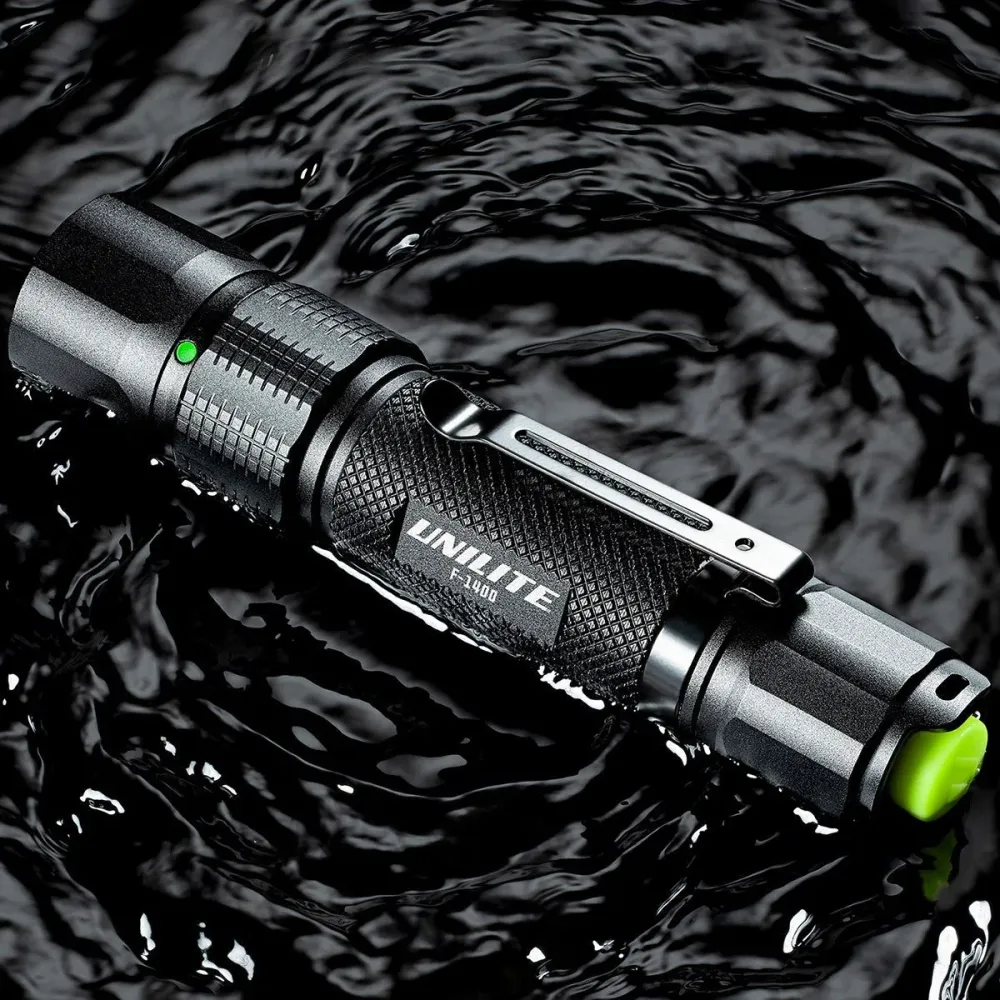 Unilite Dual Power Rechargeable Aluminium LED Flashlight F-1400