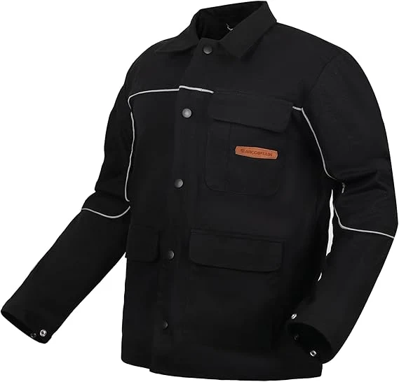 ARCCAPTAIN Welding Jacket, 11oz Flame Resistant (FR) Coton peigné Welding Jackets Men and Women