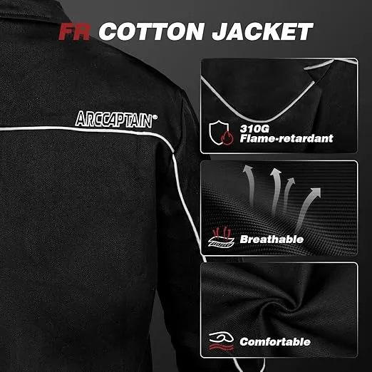 ARCCAPTAIN Welding Jacket, 11oz Flame Resistant (FR) Coton doux Welding Jackets Men and Women