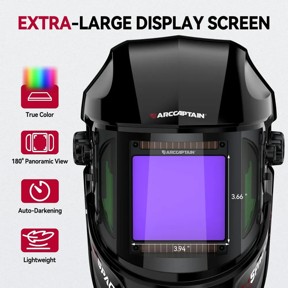 Super Large View Welding Helmet 3.94" x 7.06" True Color Welder Helmet Side View