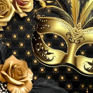 Toile de fond Mascarade Masque Plumes Florales Rétro CSH5-220