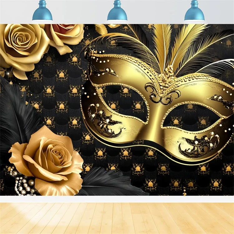 Toile de fond Mascarade Masque Plumes Florales Rétro CSH5-220