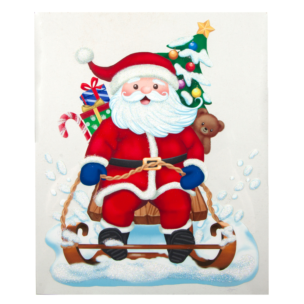 Certifié CE Sticker fenêtre Père Noël sur luge 34,5x28,5cm
