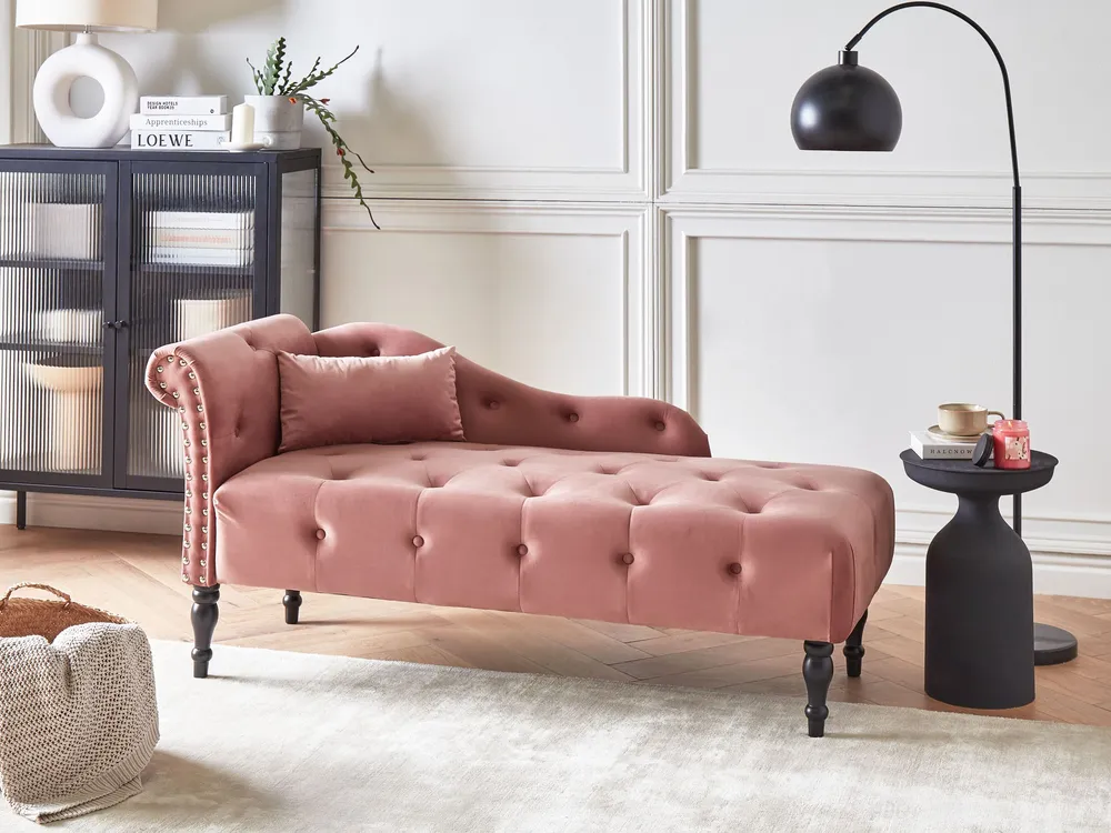 Coffre de rangement Left Hand En velours Chaise Lounge Pink IVRY