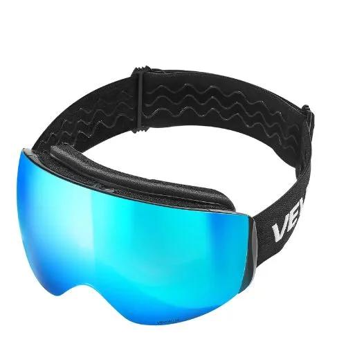 Frameless Ski Goggles Blue Revo Spherical Lens OTG Anti-Fog Men, Women & Youth avec Revêtement imperméable