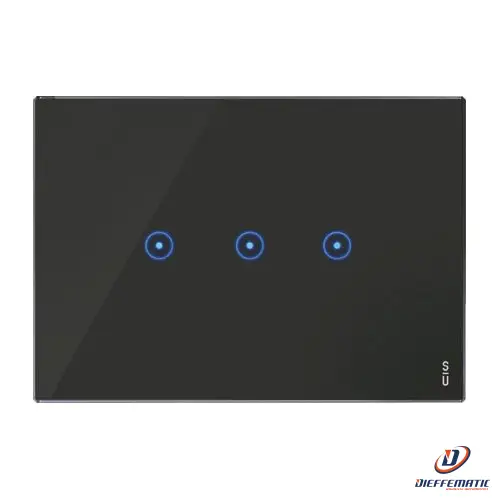 Haute Protection Urmet Placca 3 Moduli, 3 Simboli, Expì Touch, Vetro, Nero Lava 14033.Nr Garanzia