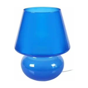 Lampe poser, champignon verre bleu 37 cm.