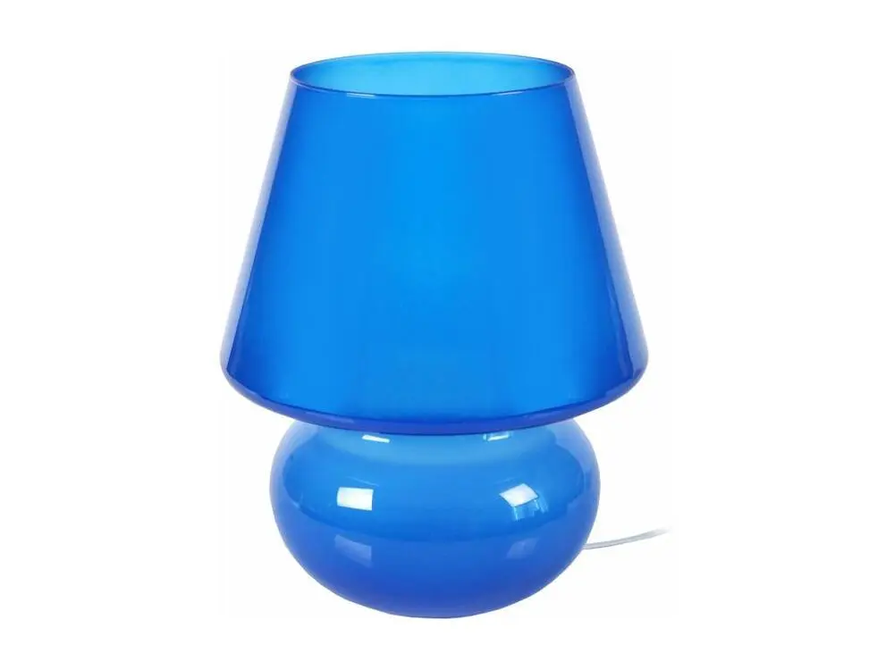 Lampe poser, champignon verre bleu 37 cm.