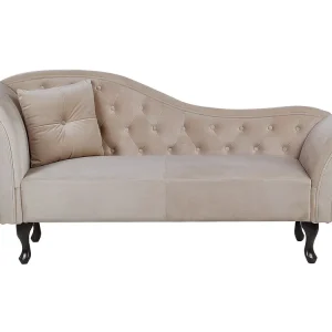 Left Hand Chaise Lounge Panne Beige LATTES