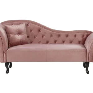 Left Hand Chaise Lounge Velvet Rose vif LATTES