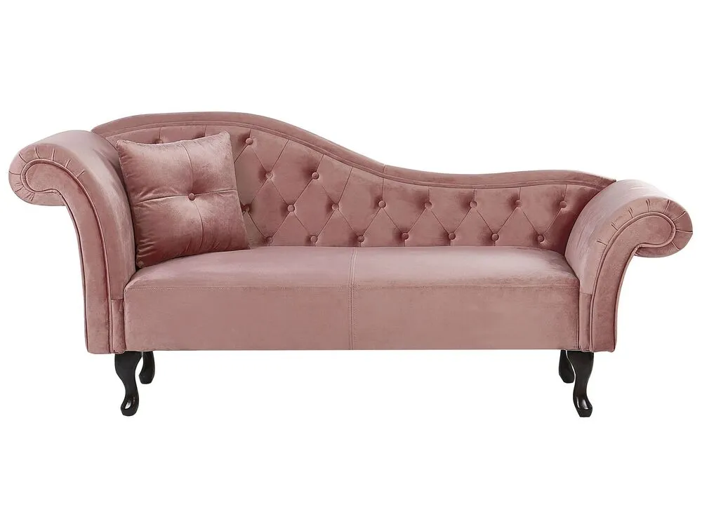 Left Hand Chaise Lounge Velvet Rose vif LATTES