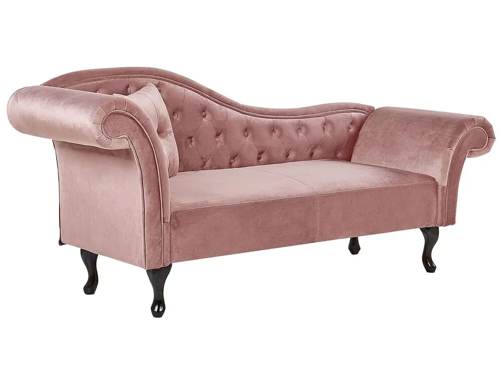 Left Hand Chaise Lounge Velvet Rose vif LATTES