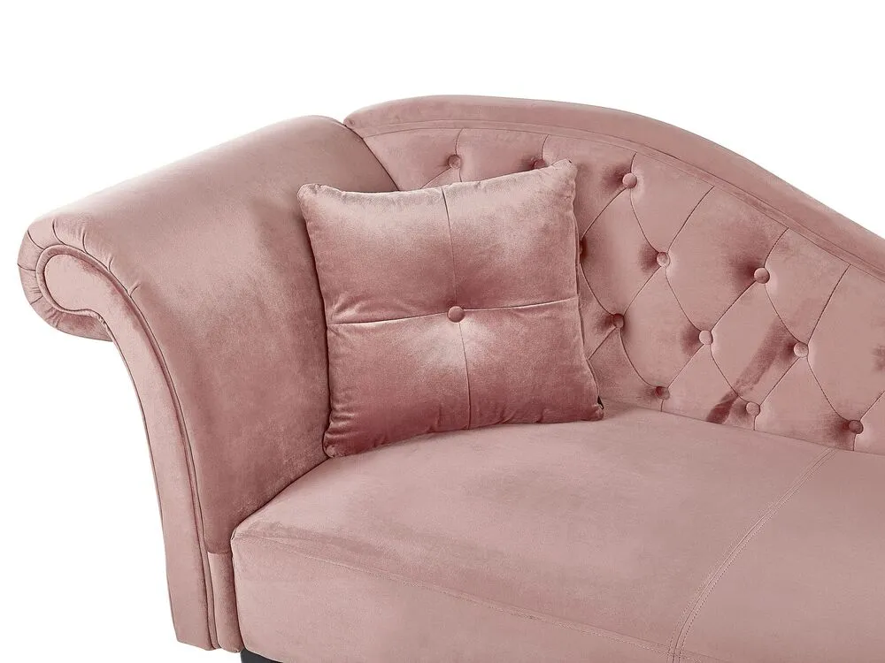Left Hand Chaise Lounge Velvet Rose vif LATTES