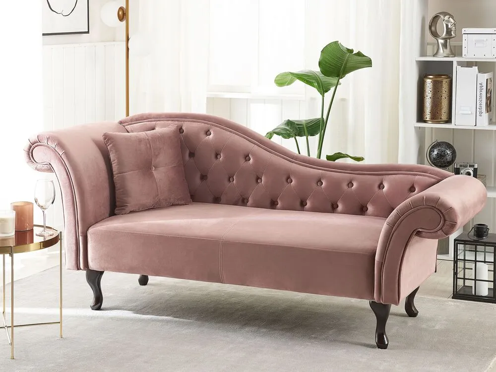 Left Hand Chaise Lounge Velvet Rose vif LATTES