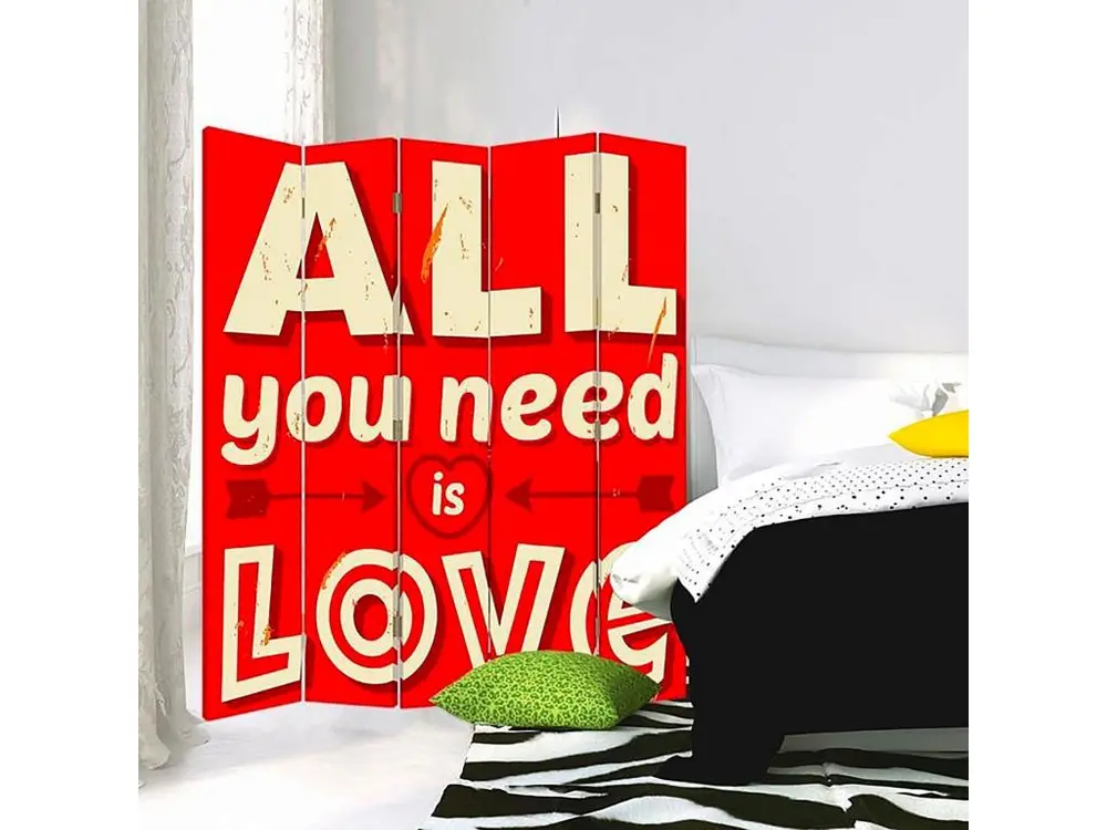 Paravent amour 5 volets - 180 x 150 cm - 2 faces R° V° + rotation 360° avec Système de verrouillage