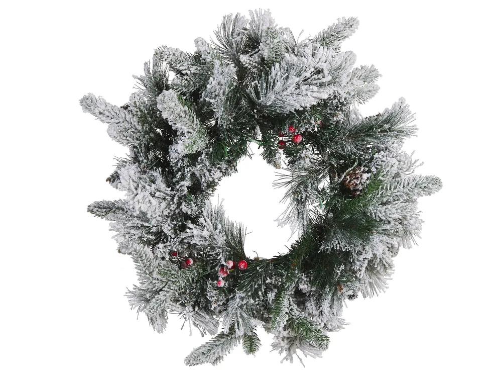 Pre-Lit Snowy Christmas Wreath ⌀ 55 cm Blanc pur WHITEHORN