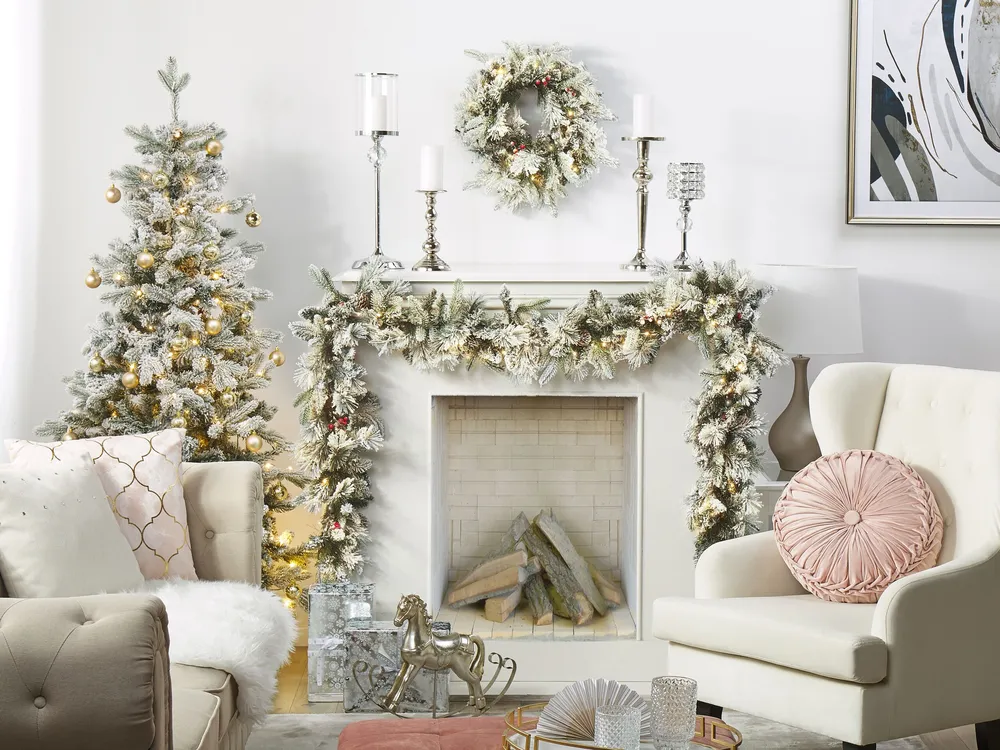 Pre-Lit Snowy Christmas Wreath ⌀ 55 cm Blanc pur WHITEHORN