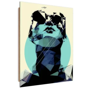Tableau bois femme à lunettes 1 - 50 x 70 cm