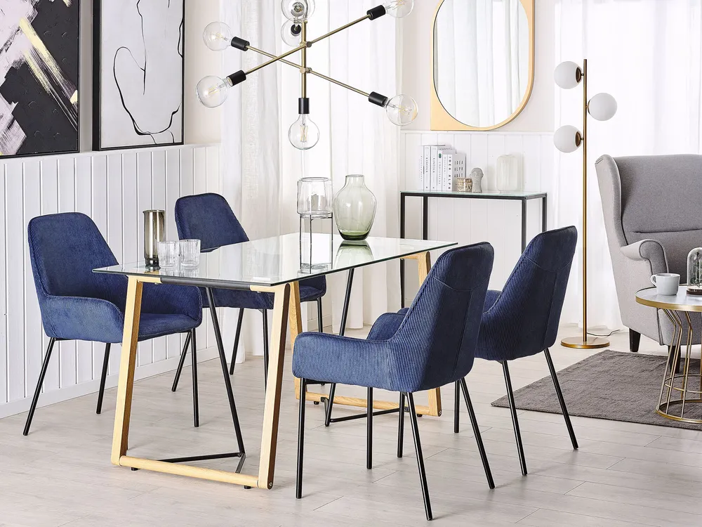 En verre Top Dining Table 140 x 80 cm Light Wood TACOMA