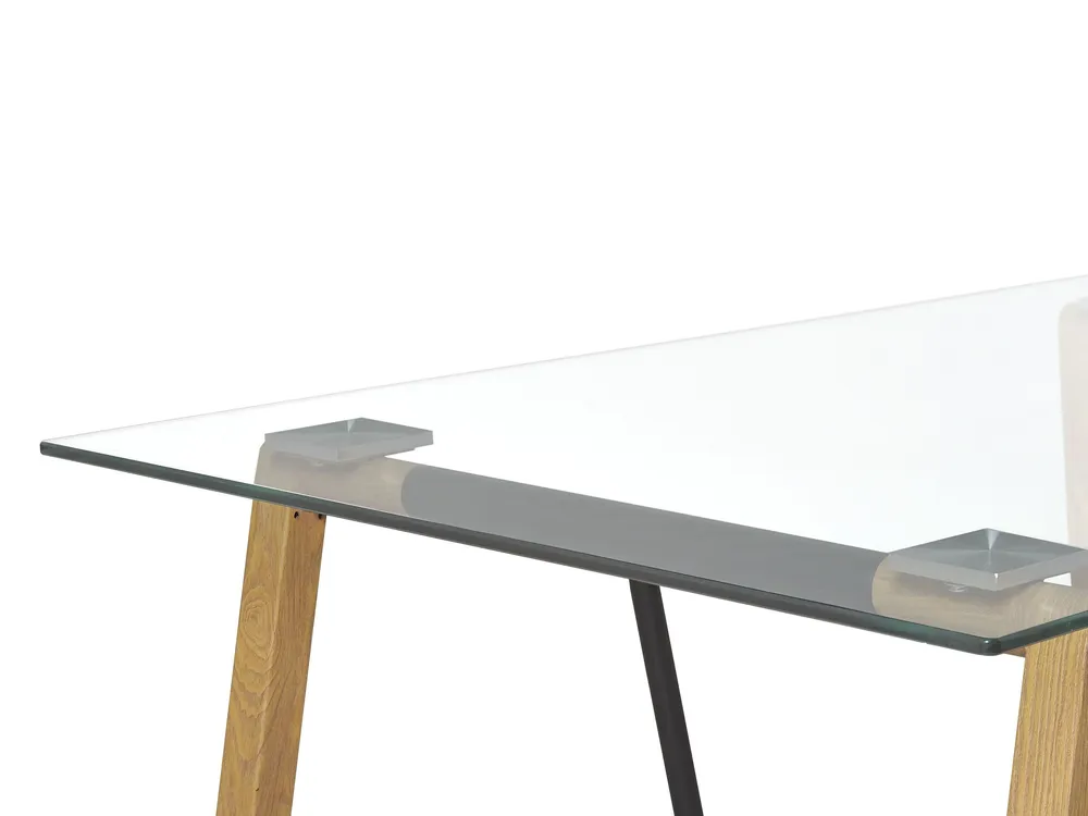 En verre Top Dining Table 140 x 80 cm Light Wood TACOMA