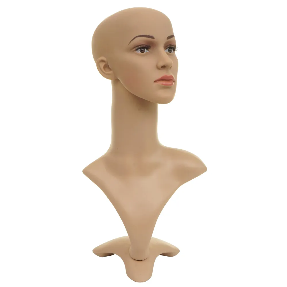 Tête de mannequin pivote à 360° présentation de perruques bijoux lunettes femme 55 cm 04_0008614