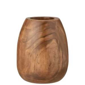 Cache-Pot Déco "Wood Paulownia" 50cm Marron en Polyester renforcé