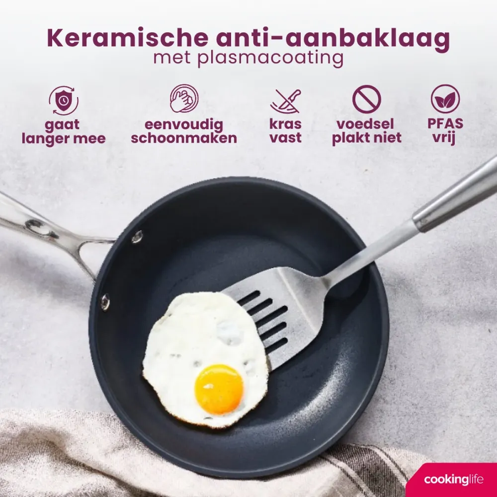 Cookinglife Koekenpan Revolt ø 28 cm - keramische anti-aanbaklaag - geschikt voor alle warmtebronnen