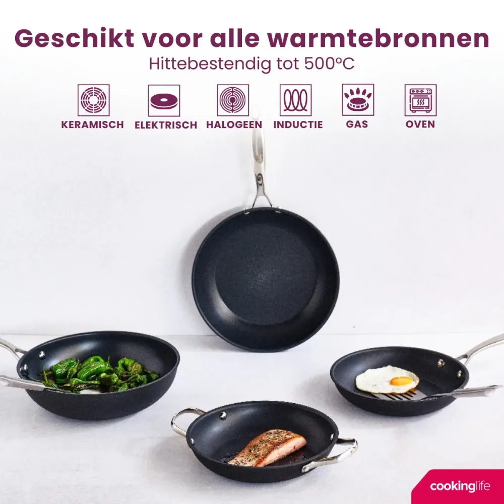 Cookinglife Koekenpan Revolt ø 28 cm - keramische anti-aanbaklaag - geschikt voor alle warmtebronnen