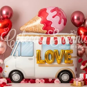 Haute Protection Toile de fond de Saint Valentin Décor Camion de Glaces Romantique Par Magali