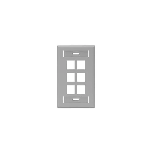 Leviton Single-Gang QUICKPORT Wallplate 6-Port Ardoise 42080-6GS