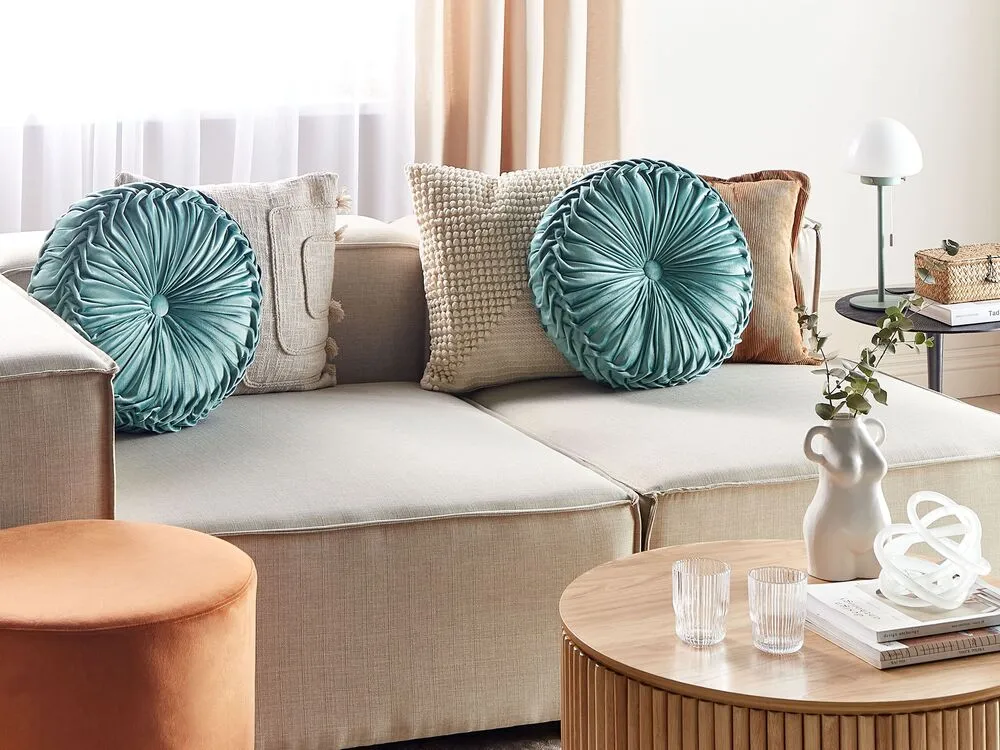 Velvet Cushion Pleats ⌀ 40 cm Sarcelle UDALA