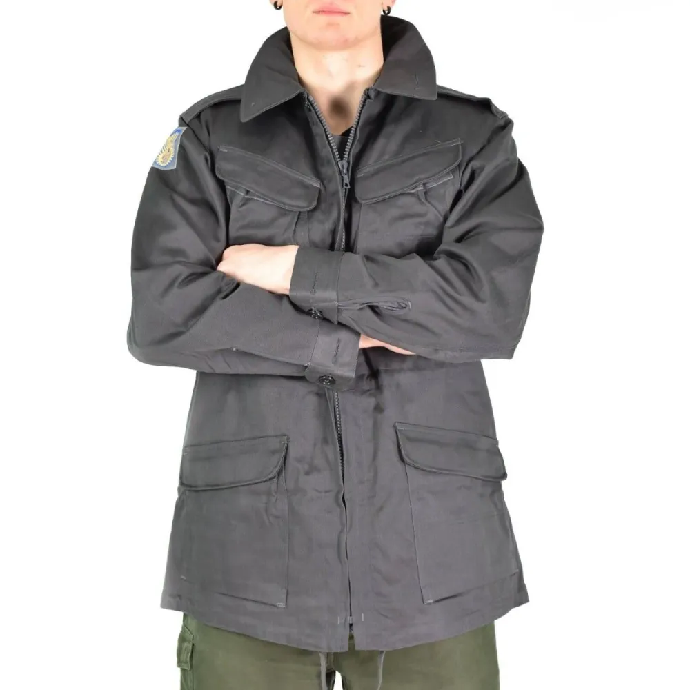 Veste de combat originale de l'armée danoise M71, surplus militaire gris du Danemark Taille Universelle