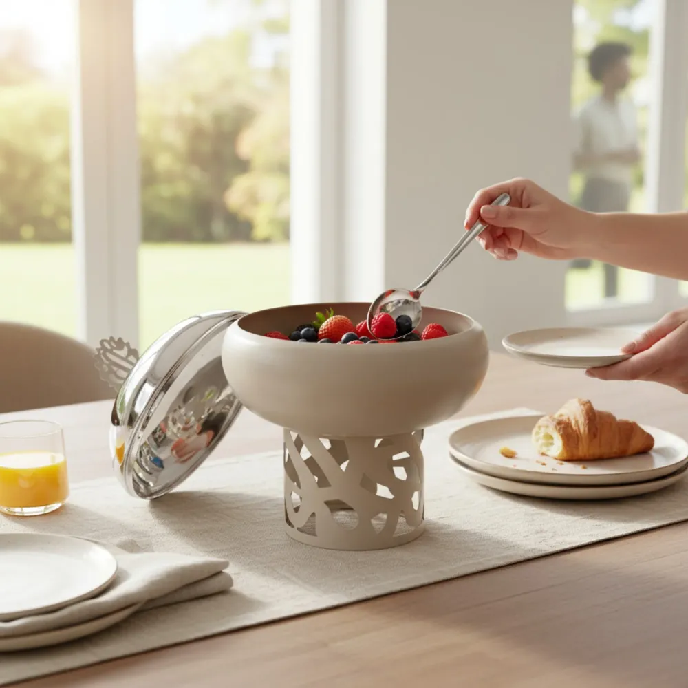 400ml Sugar Bowl Beige & Inoxydable Steel