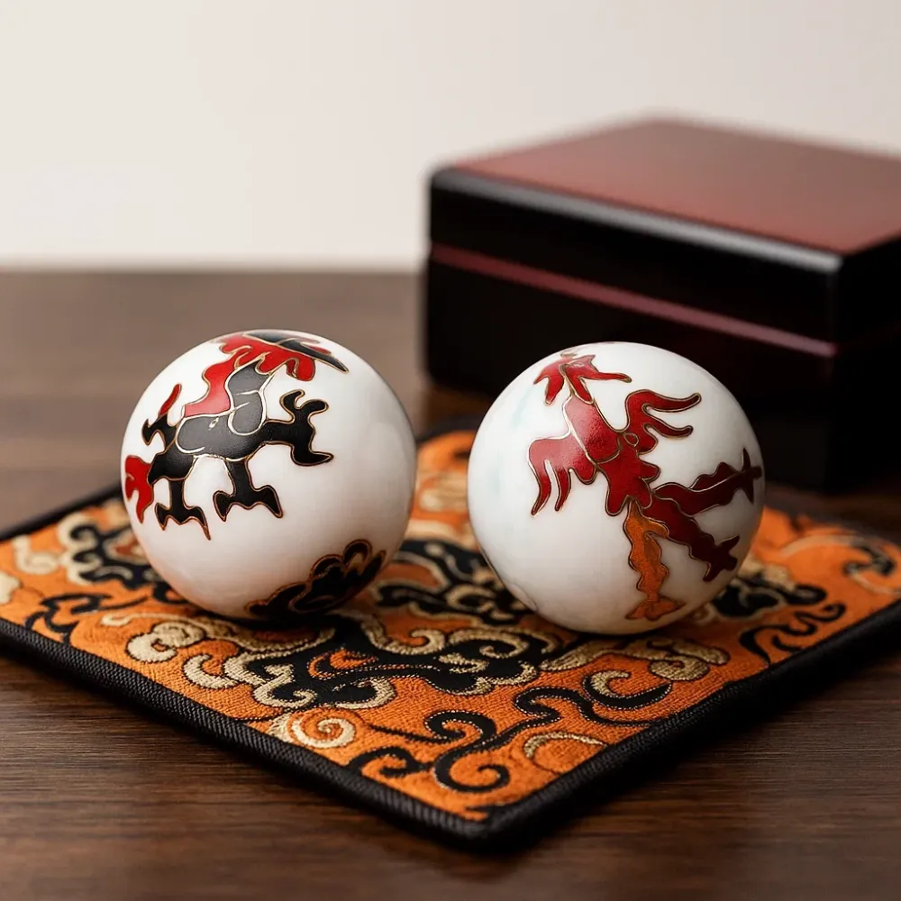 Boules de santé Qi Gong Phénix et dragon - 4 cm pour livraison urbaine