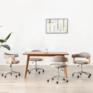 Certifié OEM Chaises pivotantes à manger lot de 4 taupe bois courbé et tissu