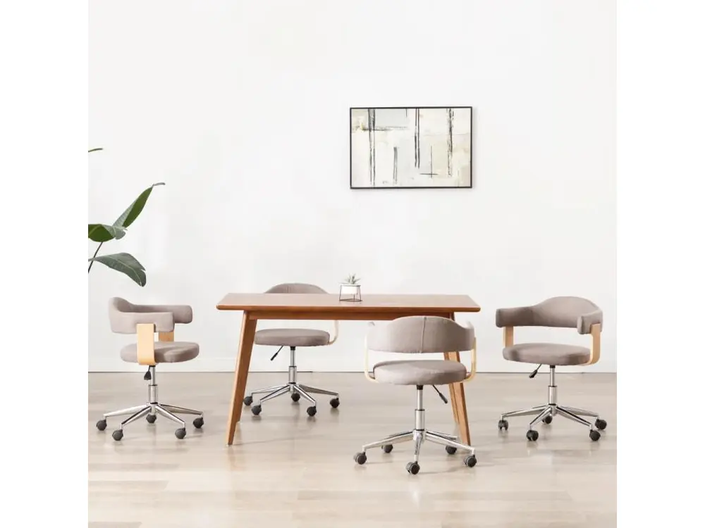 Certifié OEM Chaises pivotantes à manger lot de 4 taupe bois courbé et tissu