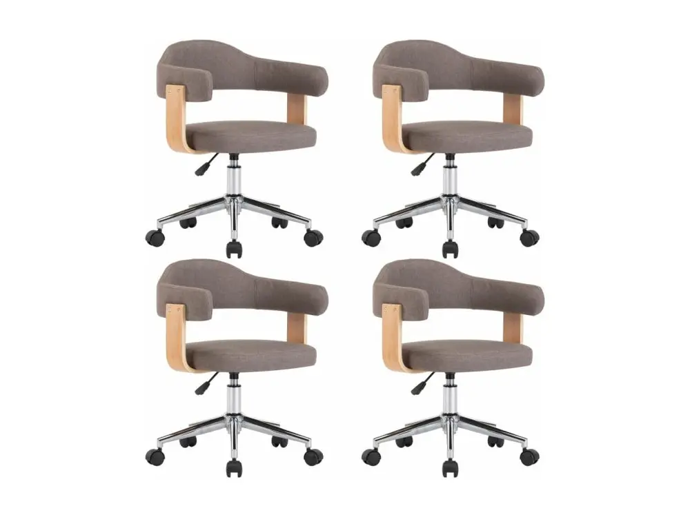 Certifié OEM Chaises pivotantes à manger lot de 4 taupe bois courbé et tissu