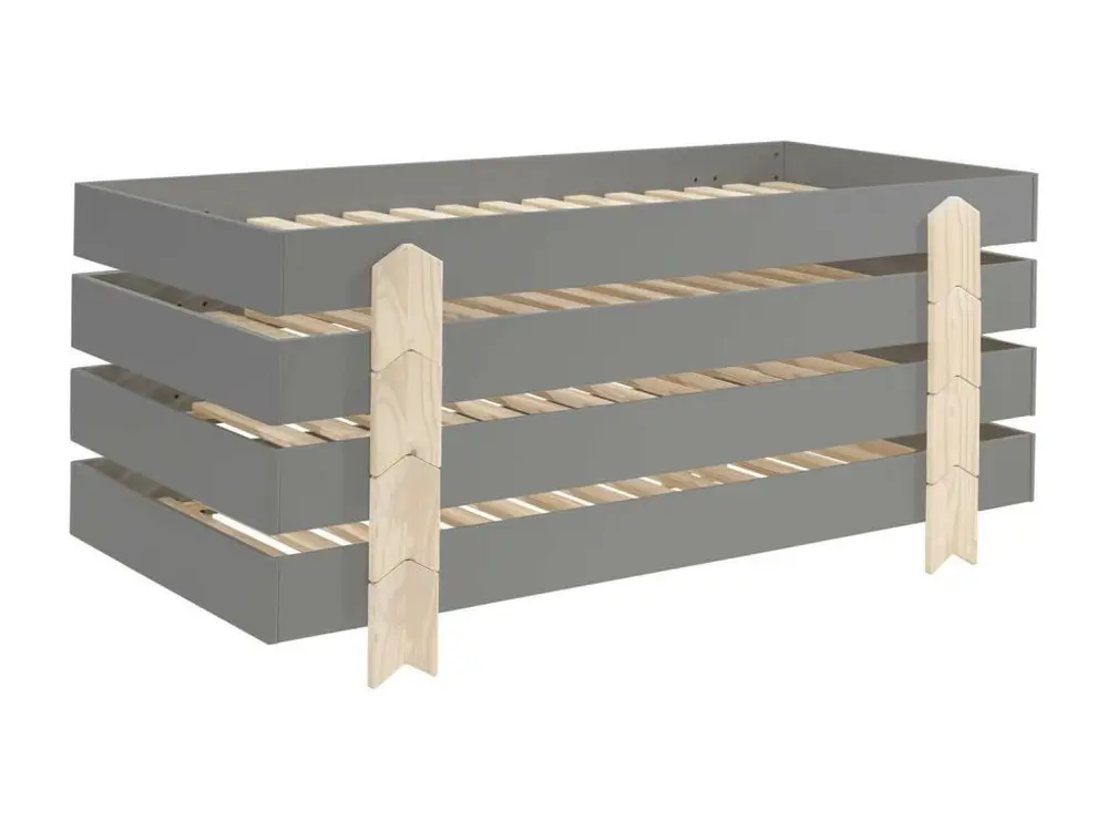 Certifié OEM Lit Enfant en Bois "Modulo Arrow IV" 90x200cm Gris