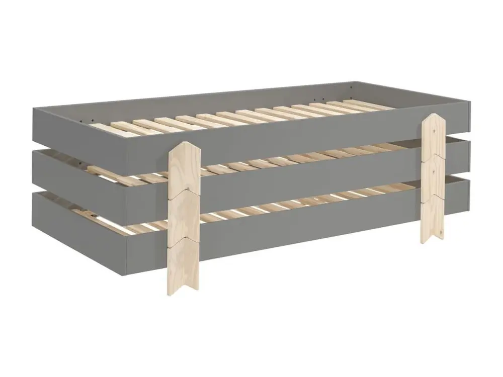Certifié OEM Lit Enfant en Bois "Modulo Arrow IV" 90x200cm Gris