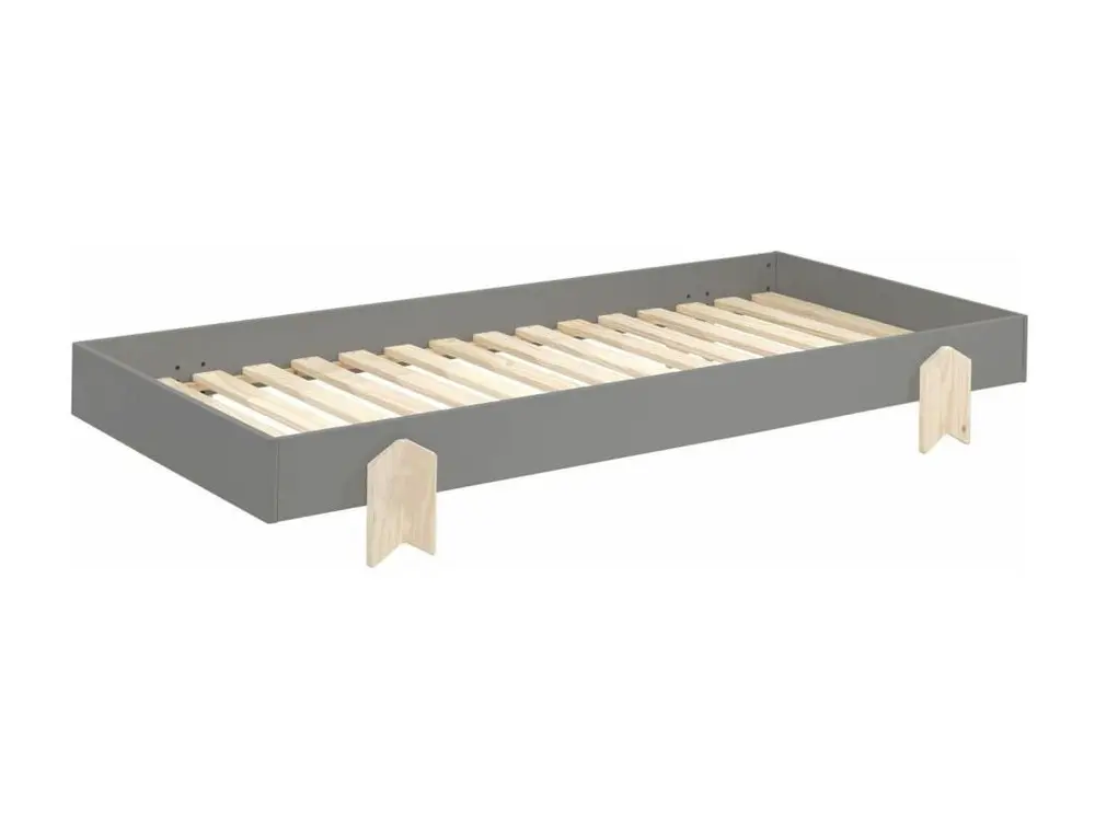 Certifié OEM Lit Enfant en Bois "Modulo Arrow IV" 90x200cm Gris