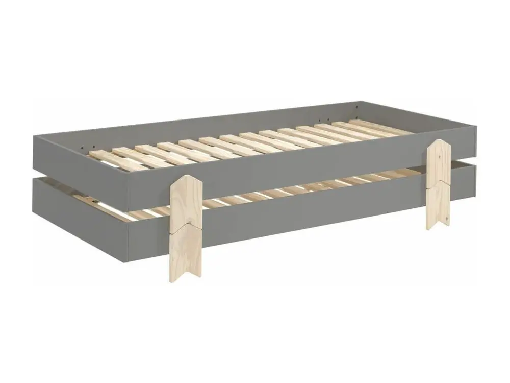 Certifié OEM Lit Enfant en Bois "Modulo Arrow IV" 90x200cm Gris