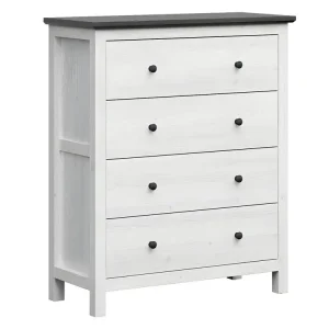 Commode 4 tiroirs Duck Blanc et Bois noir