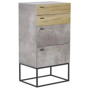 4 Drawer Chest Concrete Effect Light Wood ACRA avec carnet d'entretien