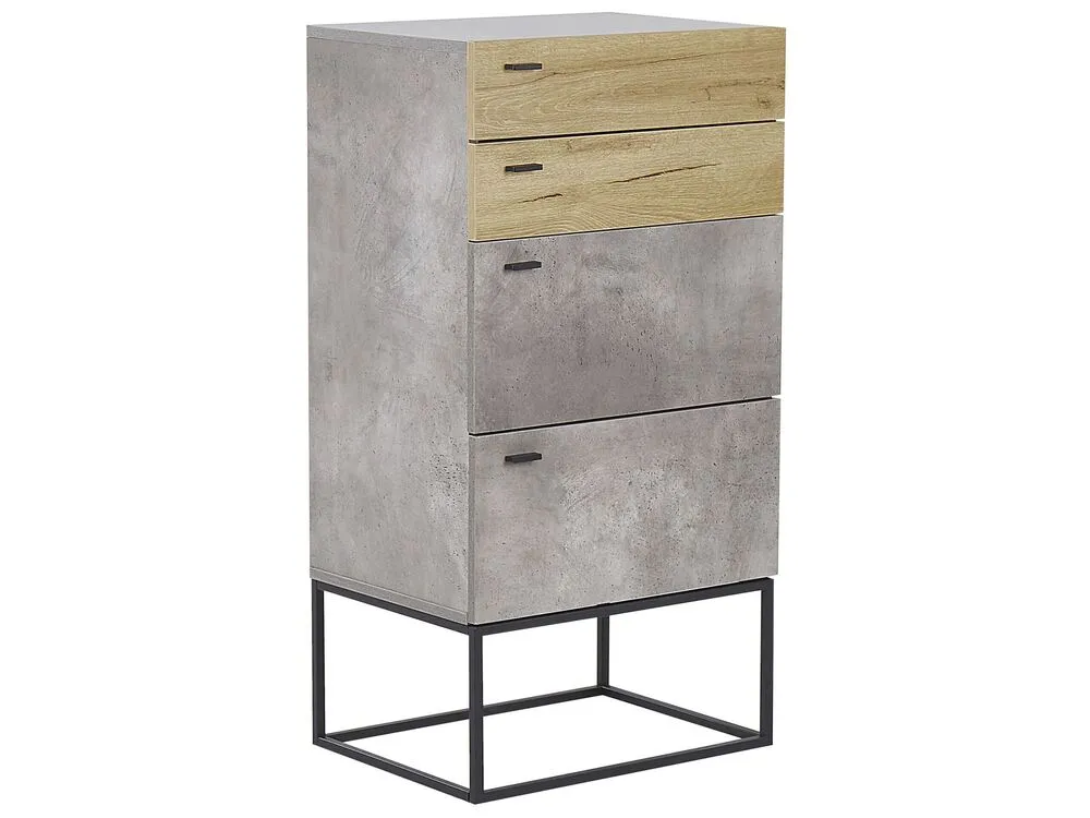 4 Drawer Chest Concrete Effect Light Wood ACRA avec carnet d'entretien