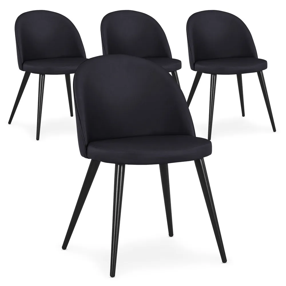 Lot de 4 chaises Maury Simili P.U. Noir pour tout-terrain